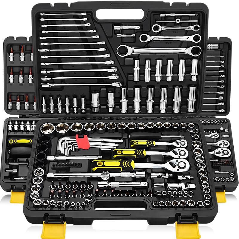3/8" 1/4" Standard SAE Metric 90 Tooth Quick Release Ratchet Socket Adapters Extension Bar Socket Sets for Mechanics