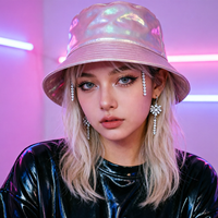 Nouveau style casquette seau chromée lumineuse effet arc-en-ciel, accessoire de fête, casquette promotionnelle de haute qualité