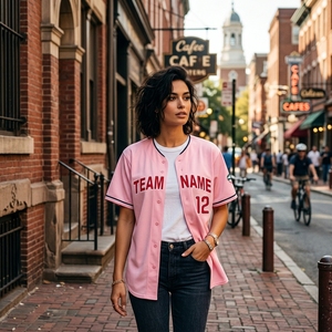 Op maat gemaakt honkbalshirt Klassiek ontwerp met omtrekontwerp Stad van de broederlijke liefde Honkbaluitrusting Rood Wit Marineblauw Teamkleding Snelle verzending - Product Image 4