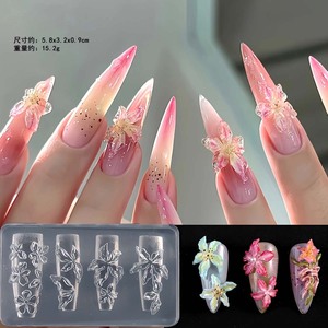 Moule à ongles en silicone 3D, motif fleur de lys, fleur de glace, papillon style chinois, pour la création d'ornements d'art des ongles DIY, outils de manucure - Product Image 1