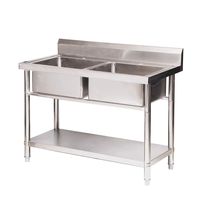 Évier de cuisine en acier inoxydable 201/304 de haute qualité, étagère de table, finition polie, résistant à la corrosion, pour hôtels, restaurants