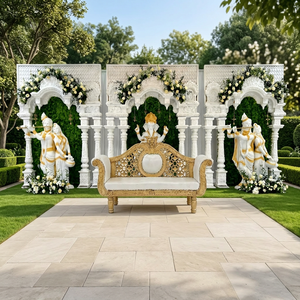 Elegant Modern <b>Wedding</b> Open Mandap White 3D Fiber <b>Frames</b> Lightweight Detachable <b>Wedding</b> Ceremony Decoration Manufacturer - Product Image 2