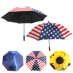 High Visibility Flag Safety Reflective Edge Golf <b>Umbrella</b> for Night Walking Waterproof Windproof Golf <b>Umbrella</b> - Product Image 1