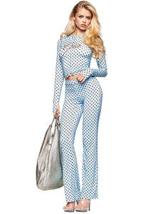 Новинка: Женские спортивные костюмы Y2K с индивидуальным логотипом, комплект из 2 предметов: толстовка на молнии в горошек и расклешенные брюки, коллекция 2026 - Product Image 3