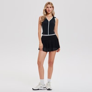 Ensemble de tennis 2 pièces personnalisé avec logo pour femme 2026 – Polo sans manches et jupe-short ajourée avec poche, anti-transparence, pour le golf et l'entraînement, tailles S-XXXL - Product Image 3