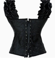 Corset de cosplay noir et blanc, taille 6XL, costume sexy en dentelle, 6 rangées de boucles en acier, bretelles réglables, gaine de taille de haute qualité
