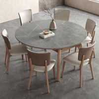 Chaise de table à manger ronde extensible pliable en bois massif avec dessus en marbre Design moderne pour petit appartement à double usage