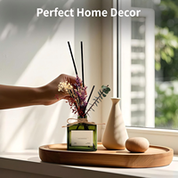 Diffuseur de parfum naturel OEM 180 ml avec fleurs séchées, décoration en verre vert, parfum longue durée, décoration d'intérieur, vente en gros