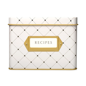 Empty Recipe Card Box Decorative Recipe Tin with Gift Box