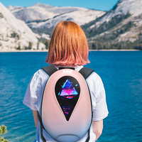 Mochila Escolar con Luces LED, Mochila Rígida de Gran Capacidad, Maleta Impermeable, Mochila de Viaje para Niñas con Diseño de Casco de Caballero
