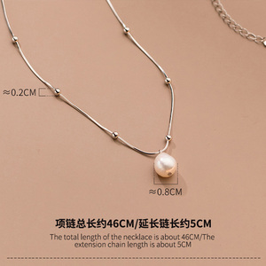 Joyería elegante, Plata de Ley 925, perlas barrocas, cuentas redondas, bolas doradas, <span class=keywords><strong>cadena</strong></span> de hueso de serpiente para mujer - Product Image 5