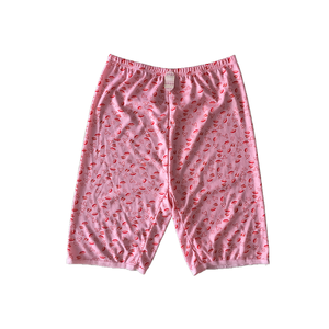 Shorts en coton imprimé rose pour femme, taille mi-haute, élastique, confortable, décontracté, respirant, en maille - Product Image 1