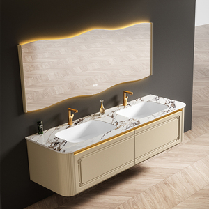 <span class=keywords><strong>Meuble</strong></span>-<span class=keywords><strong>lavabo</strong></span> de salle de bain en aluminium alvéolé épaissi au design minimaliste de luxe, avec vasque en céramique <span class=keywords><strong>et</strong></span> plan de travail en marbre. - Product Image 2