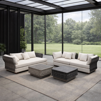Muebles de Jardín con Correas Tejidas, Sofá de Aluminio para Exteriores con Cojines Impermeables para Hotel, Resort o Villa