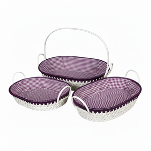 Plateau de service vintage en jacinthe d'eau tressée à la main, économique et écologique, avec poignée confortable pour chambre et salon - Product Image 1