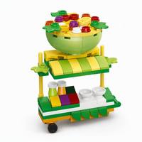 Set de Construcción de Carrito de Comida con Tazón de Ensalada Personalizado, Modelo DIY de Mini Puesto de Calle Colorido para Exhibición y Juego