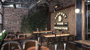 Industrial Bar Interior Design Custom Brewpub Taproom Furniture <b>Rustic</b> Wood Metal Bar Counter Commercial Pub <b>Fixtures</b> - Product Image 4