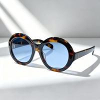 Gafas de Sol Redondas Extra Grandes de Alta Calidad con Protección UV400, Gafas de Sol Unisex Populares con Armazón de Acetato, Gafas de Sol para Vacaciones en la Playa