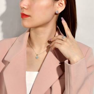 Luxury Sterling Silver Bridal Jewelry Women Necklace <b>Earrings</b> Rings Diamond Zirconia Wedding Fine Jewelry Fine Jewelry Women - Product Image 4