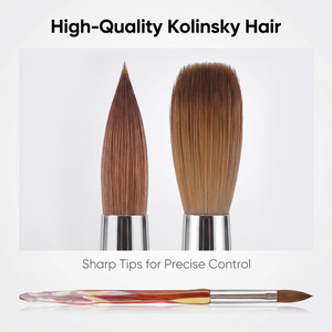 Custom Logo Kolinsky Acrylic <b>Nail</b> Brush Set Iridescent Red Crystal Handle Multi Size for Gel <b>Extension</b> Carving - Product Image 4