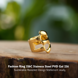 แหวนแฟชั่น สแตนเลสสตีล 316L ชุบทอง PVD ดีไซน์ทนทาน สวยงาม โดดเด่น - Product Image 3