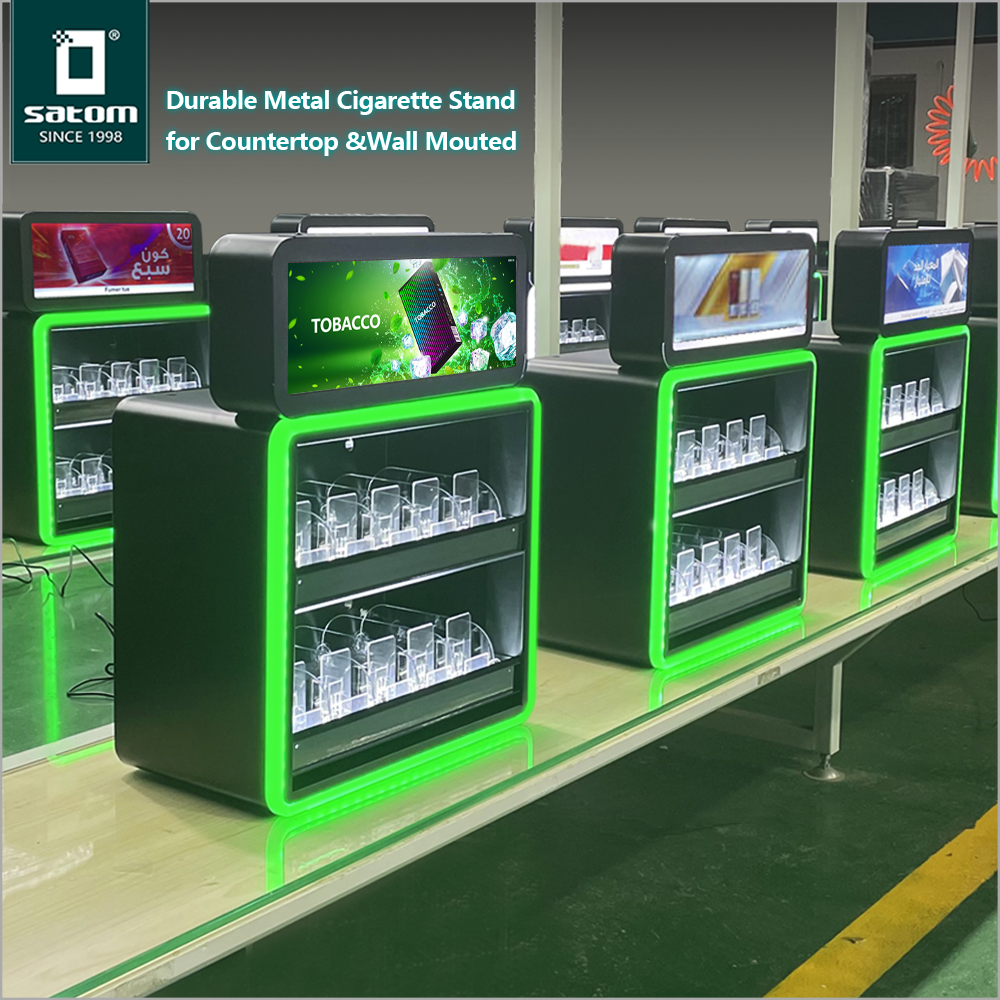 Convenience Stores Cigarette Display Cases Cabinet With Led Light Fixtures  Shelf for Smoke Shop Racks Tobacco Display