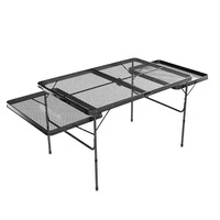 Table d'appoint pliante multifonctionnelle pour l'extérieur en maille de fer, grande étagère de rangement pour le camping, les loisirs, réglable en alliage d'aluminium, moderne