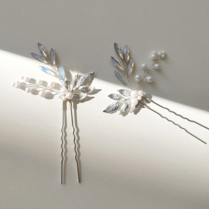Nuevas horquillas hechas a mano para fiestas, bodas, accesorios para el cabello con perlas inidiscentes de ópalo de hoja de aleación para <span class=keywords><strong>tocado</strong></span> de <span class=keywords><strong>novia</strong></span> - Product Image 5