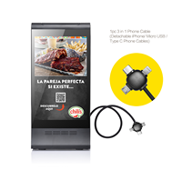Système de commande de table portable à double écran pour restaurant, alimenté par batterie, WiFi Android, 8 pouces