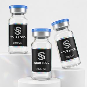 Autocollants noirs mats imperméables, résistants aux rayures, avec cadre laser irisé et texte de marque personnalisé pour flacon Xilin en verre lyophilisé - Product Image 5