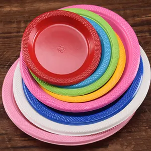 high quality fashion Plastic Dessert Plates Heavy Duty Reusable Disposable Plate Microwave Safe Black Wedding Party Plates