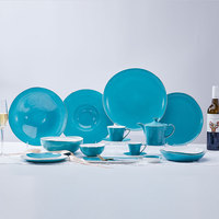 P & T Vaisselle sous glaçure Plats en céramique Ensemble d'assiettes Plat nordique profond Assiette à soupe Tasse à thé simple Ensemble d'assiettes en porcelaine pour le dîner