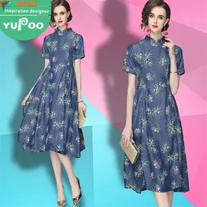 arrivals on sale 2024 new ladies clothing wholesale new printed dresses female improved cheongsam version retro lady