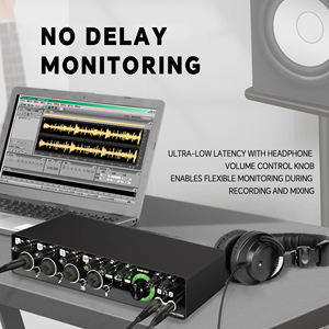 Interface audio USB GAX-MD44 Green Audio avec <span class=keywords><strong>carte</strong></span> <span class=keywords><strong>son</strong></span> 24 bits/192 kHz et moniteur <span class=keywords><strong>XLR</strong></span> pour instruments, guitare et création de contenu vidéo - Product Image 2