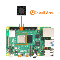 Gran oferta, ventilador de refrigeración de Cpu sin escobillas Raspberry Pi 4 Modelo B DC 5V y disipadores de calor de aluminio de 4 piezas para Raspberry Pi 4 Modelo B