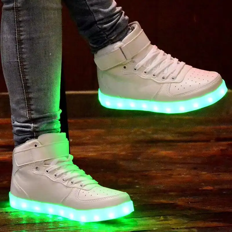 PDEP led light white shoes USB charger light up sneakers led shoes for adults light up sport Led sport shoes