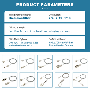 Tùy chỉnh cáp treo Kit phù hợp cho ánh sáng theo dõi, Đèn Led tùy chỉnh chiều dài dây thép treo Cáp Kit - Product Image 5