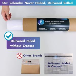 <span class=keywords><strong>Calendrier</strong></span> mural effaçable à sec Jumbo, 12 mois, laminé, 46x63 pouces, planificateur familial, non daté, réutilisable - Product Image 2