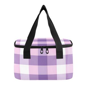 Sac isotherme portable personnalisé violet uni, grand format, pour pique-nique, activités de plein air et transport de repas - Product Image 1