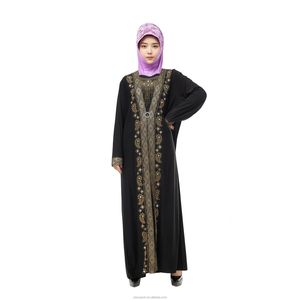 Loriya Dubai Abaya <b>Islamic</b> <b>Clothing</b> for Women, Plus Size, Polyester, Front Embroidered Headscarf, 2-Piece Set, Summer Eid - Product Image 5