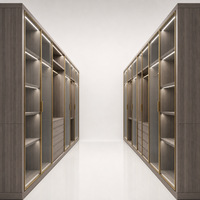 Ensemble de meubles de chambre à coucher de luxe pour chambre principale et hôtel avec armoire, commode, rangement, lit king size, design moderne