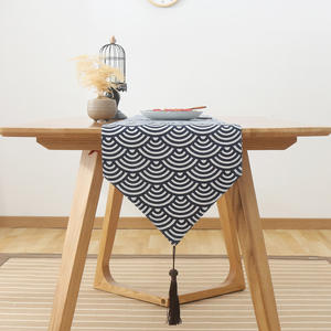 Nappe de table <span class=keywords><strong>en</strong></span> <span class=keywords><strong>lin</strong></span> <span class=keywords><strong>et</strong></span> coton de style japonais, motif quadrillé, tapis de thé, nappe vintage zen, set de table pour dîner à la maison - Product Image 3