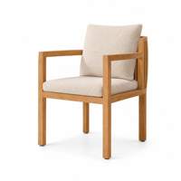 Ensemble de chaises de salle à manger rondes en teck massif de qualité supérieure, chaise longue de piscine résistante aux intempéries, coussin imperméable, mobilier d'extérieur pour villa