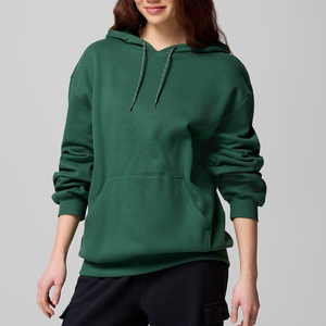 Sweat-shirt décontracté à capuche pour femme sans fermeture éclair, respirant, en polyester/coton écologique, avec poche avant - Product Image 2