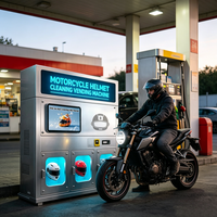 Máquina expendedora comercial 24H sin asistencia para limpieza de cascos de motocicleta con código QR inteligente, autoservicio, lavado, desinfección y secado.