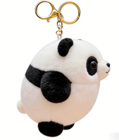 Porte-clés mignon en peluche panda avec mousqueton, 10 cm, en coton PP doux, personnalisable pour sacs à bandoulière
