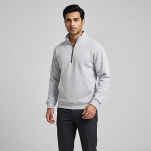 Sweat à capuche confortable pour hommes, tenue décontractée respirante pour l'hiver avec col crocheté à double couche et motif solide - Product Image 1