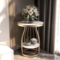 Morden Or De Luxe Petit Meuble De Café Salon En Verre Base En Métal Or Table D'appoint De Canapé Rond