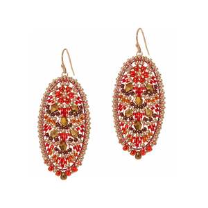 Pendientes de cristal ovalados Rad de oro rosa y cristal hecho a mano Happiness - Product Image 1
