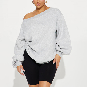 Sweat-shirt personnalisé décontracté de haute qualité, respirant et anti-boulochage, épaules dénudées, surdimensionné, pour femmes - Product Image 1